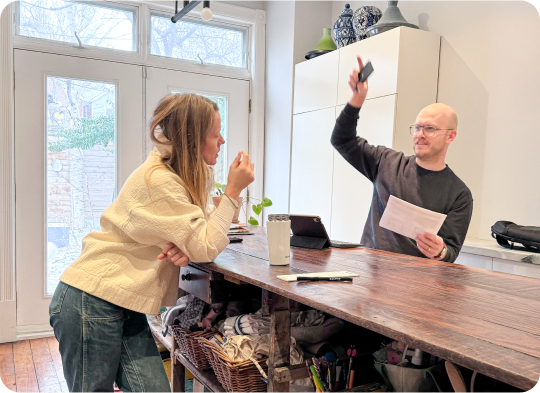 Helping a homeowner in their kitchen